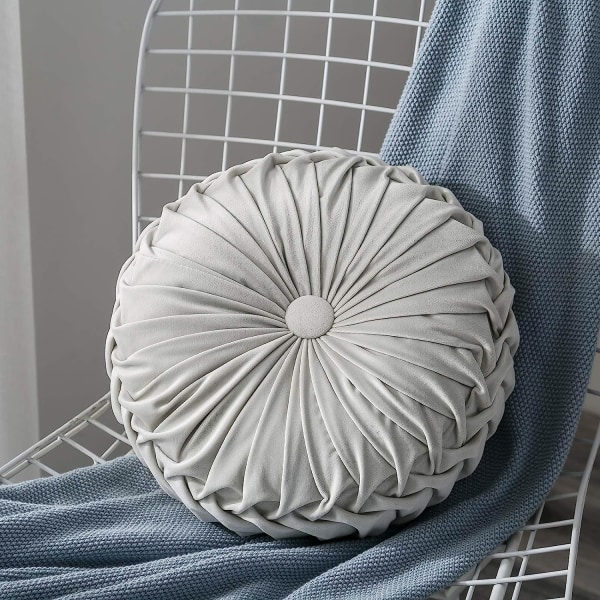 Rund kudde - enfärgad sammetsstol soffa pumpa prydnadskudde hopfällbar rund kudde heminredning 35 cm