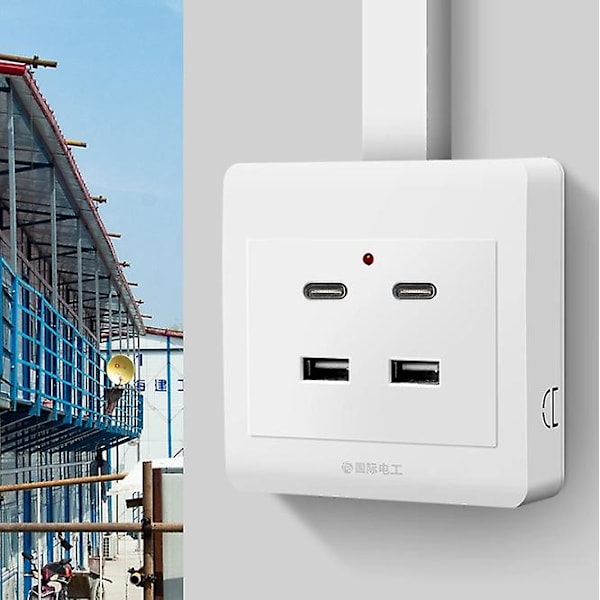 86 tyyppi 220V rakennustyömaan asuntolan piilotettu 18W pikalatauspistorasiapaneeli kahdella USB-portilla TYPE C älykäs pikalatauspistorasia