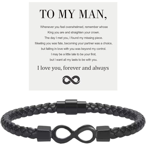 Till min man, Infinity läderarmband, present till man från fru, jag älskar dig för evigt och alltid, armband till pojkvän, årsdag, födelsedag, jul, fars dag