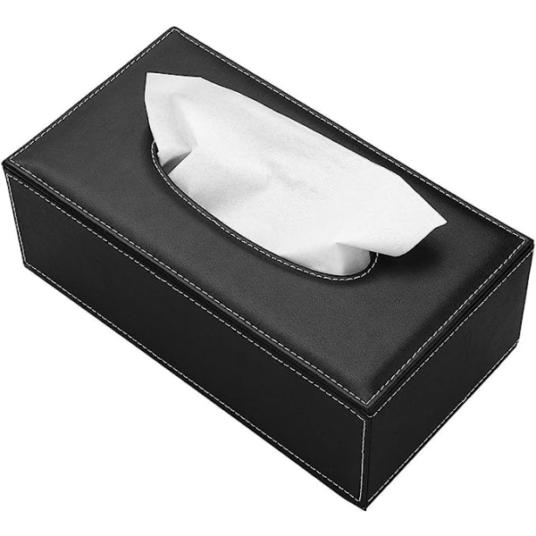 Tissue Box Leather Rektangulær For Office Car Husholdning Tissue Box European Simple Black