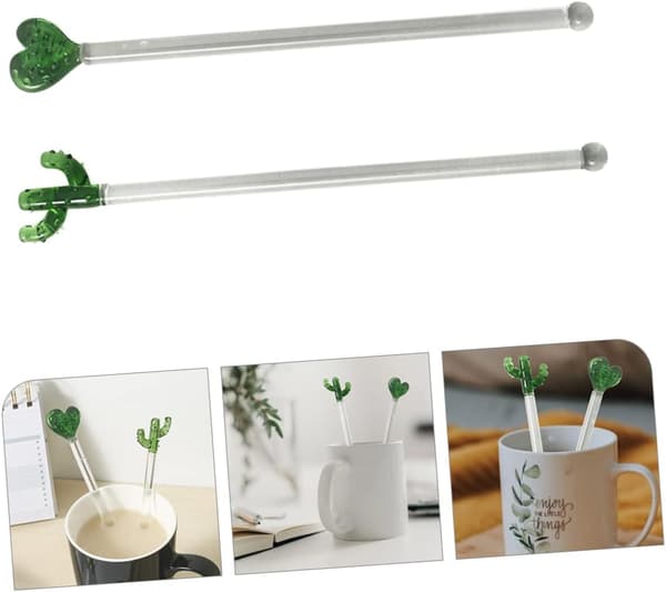 2-pack kaktusformade omrörare för kaffe och cocktails