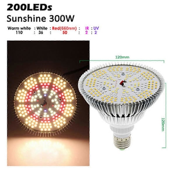 300W LED Växtlampa Glödlampa E27 Fullspektrumlampa Solstråle LED Växtlampor