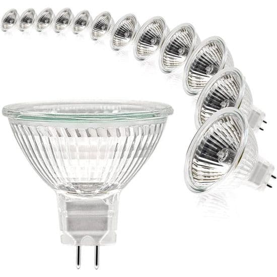 MR16 halogenpærer (pakke med 12) 12V 35W, dæmpbare, glasdæksel til loftslampe