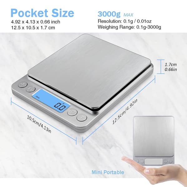 2025 Latest Model USB Charging Upgraded Version Small Electronic Scale, 3kg/0.1g Mini Kitchen Scale, 9 Units, High Precision Pocket Scale