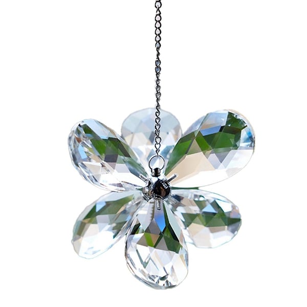 Transparent Suncatcher Crystal Pendant Six-Leaf Flower Pendant Prism Pendant