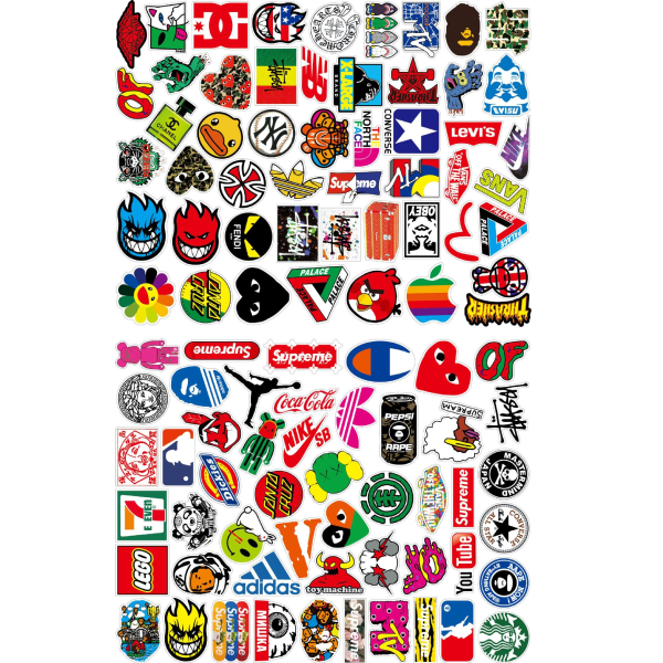 100 st Mode Graffiti Stickers Vattentät Laptop Bagage Skate multicolor