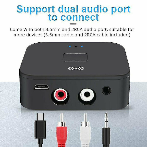 Bluetooth 5.0 Rca Audio Receiver Aptx 3.5mm Aux Jack Musik Trådlös Bluetooth Adapter Med Nfc För Bil Tv Datorhögtalare
