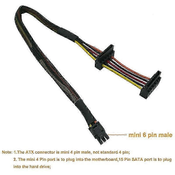 HDD SATA Strømkabel Rettvinklet SATA 15 Pin X2 til Mini 6 Pin ATX Adapter for 3653 3650 Serien Komp