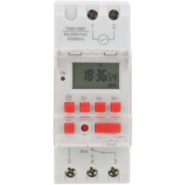 TM919BK 85265V AC 30A LCD 7-dagers programmerbar digital timer, programmerbar tidsbryter