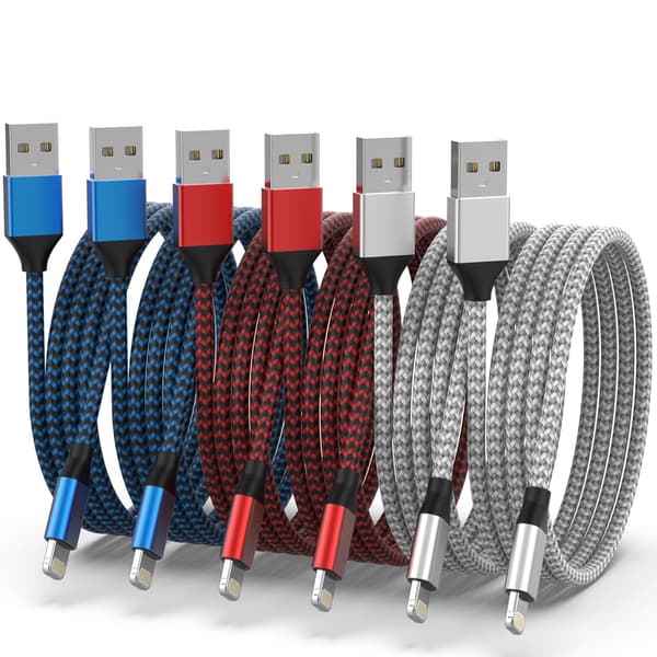 2025 Seneste Model [Apple MFi Certificeret] iPhone Ladekabel, 6-pak 1/1/2/2/2/3M iPhone Lightning-kabel, Nylonflettet USB A iPhone C