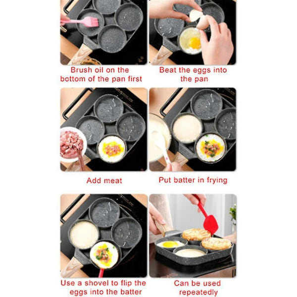 2 Hole Skillet Thickened Omelet Pan Black Nonstick Egg Steak Ham A