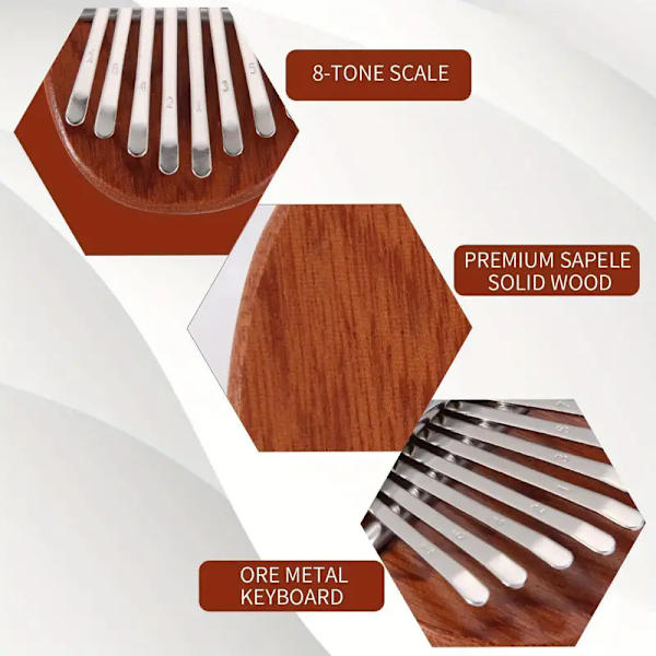 Mini 8 Key Kalimba Tommelfingerklaver Gave Oval Form
