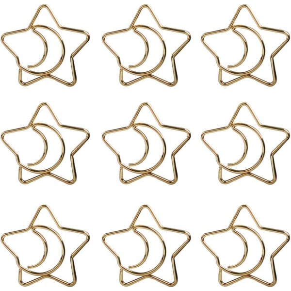 100 pakker med enkle søte stjerneformede binders metall gull bokmerke farge binders