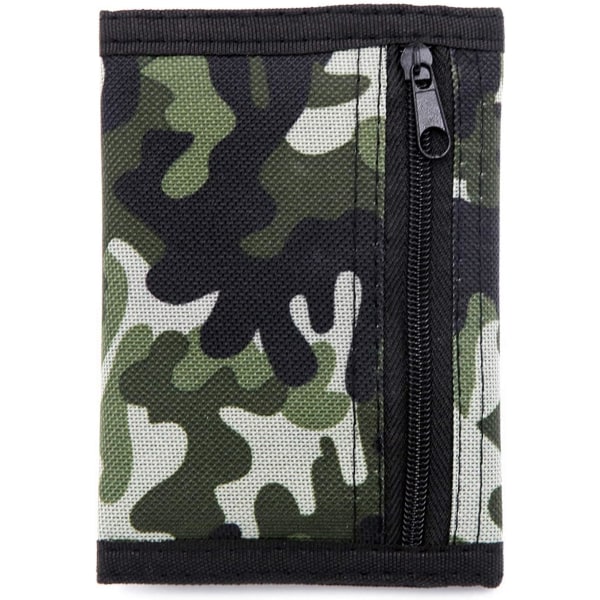 1 st Camo -plånbok, polyester/canvas/Oxford/barnplånbok, tonårspojkplånbok (militärgrön)