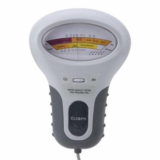 CL2 Klor- og pH-tester, Multifunktionel LCD Digital Tester, Klorniveau-tester med probe, Til swimmingpools og spabade