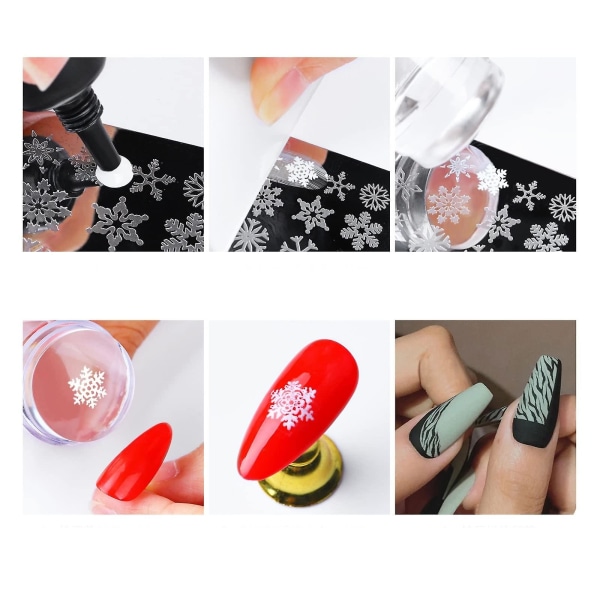 3 stk manicure skabelon Gennemsigtig neglestempel med skraber Fransk manicure silikone stamper manicure sæt neglestempling værktøjssæt