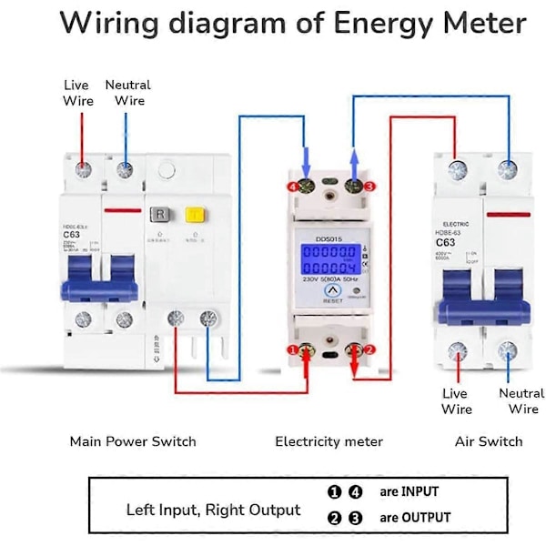 Digital Enfas Energimätare 5-80A 230V 50Hz Energimätare