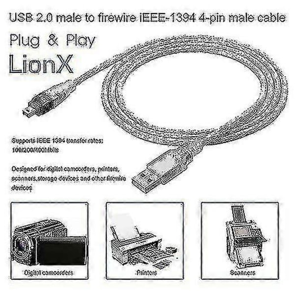 Ny Data DV-kabel USB till IEEE 1394 4-pin Adapter I- High PC