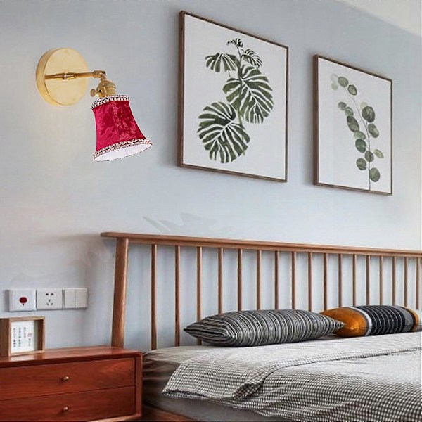 Tygklämma Lampskärm, E14 Handgjord Lampskärm för Modern Europeisk Stil Vägglampa, Kristall