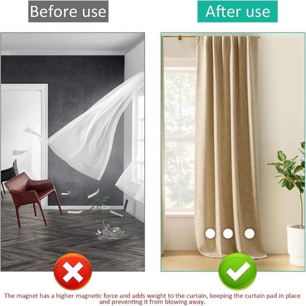 Bruseforhængsvægte - Magneter til gardiner - 10 stk. - Hvid - Rustfri