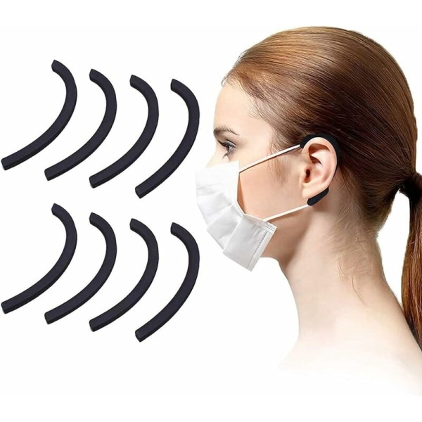 Öronklämma tillbehör öronförlängare av silikon, 4 par, svart