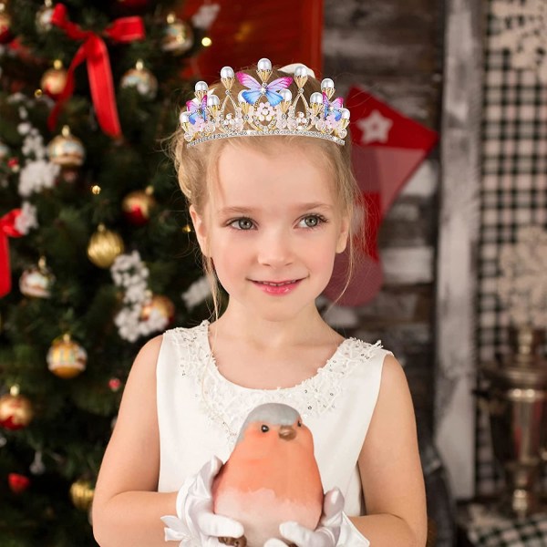 Princess S tytöille, Crystal Pearl Princess Crown, Butterfly-pääpanta Cosplay-lahja