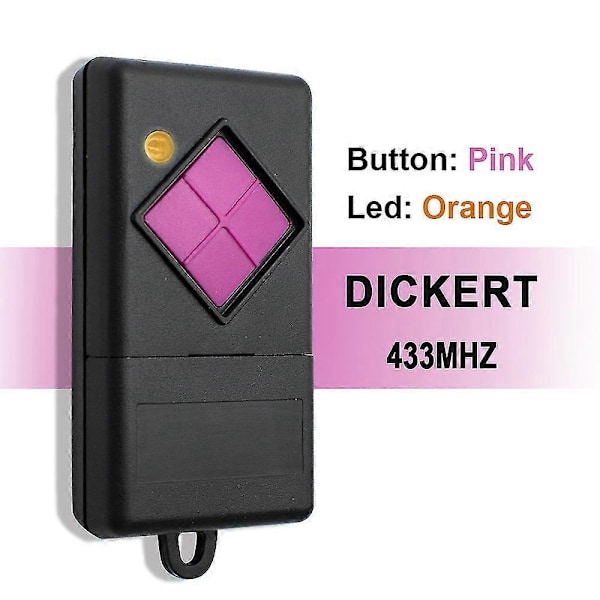 Dickert MAHS433 Fjärrkontroll Kompatibel med MAHS433-01 MAHS433-04 433.92MHz Rosa Knapp LED Orange Garage Sändare Walkbee