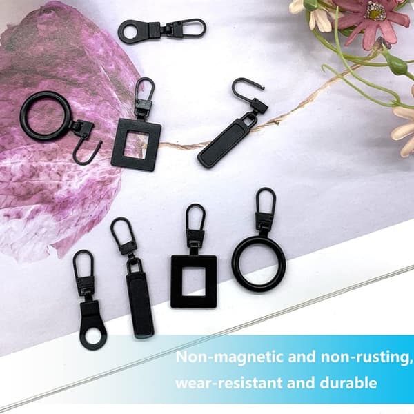 Removable Zipper 8-Piece Set - Black Metal Zipper Replacement Kit