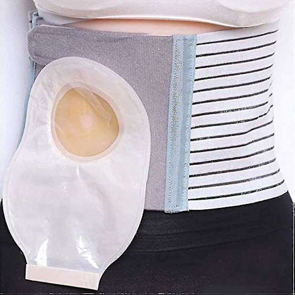Post-Ostomi Hernie Støtte Elastisk Åndbar Mavebælte til Stoma Kolostomi U-formet Justerbart Hul
