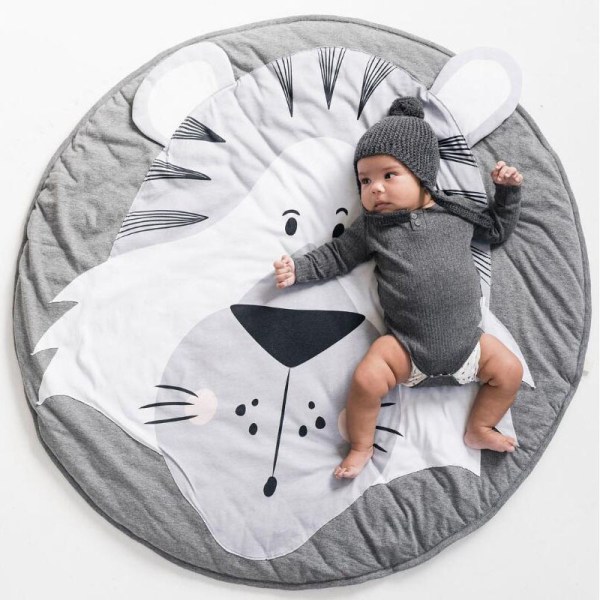 3D Animal Baby Pyöreä leikkimatto ryömintämatto Peitto Vatsamatto Lasten makuuhuoneen matto-harmaa kani, 1kpl