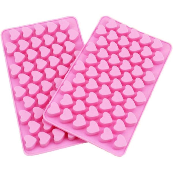 Silikone Mini Heart 55 Cavity Bageform, Heart Ice Cube Candy Chokolade Form, Valentine's Day Candy Form, Sæt med 2