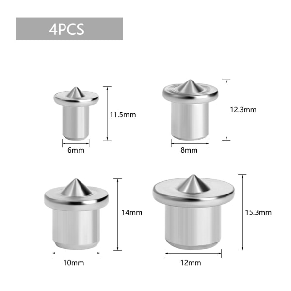 Runde spisser for fotlenker i tre, for plassering av møbelpaneler Runde tips - 6/8/10/12 mm, 4 stk.