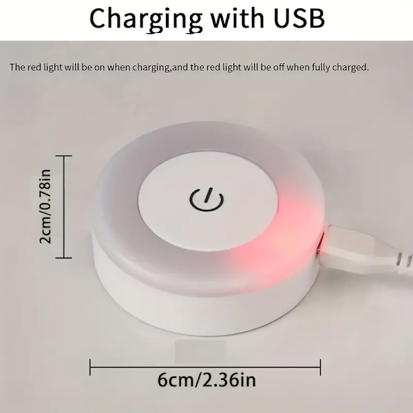 1. Mini LED-berøringssensor natlys, USB-genopladelig køkkensoveværelse magnetisk basis væglampe, tre farver (hvid/varm/varm hvid)