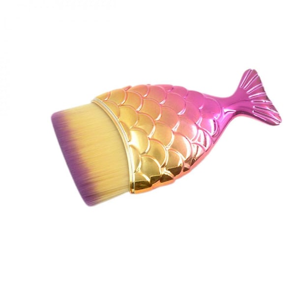 Veeki 3 stk. Mermaid Foundation-børste, gul-lilla Gradient-skaft Makeup Brush Blush Brush Beauty Makeup Tools (rundt hoved, fladt hoved, skråt hoved)