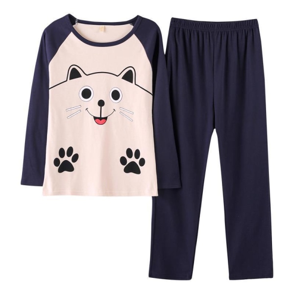 2023 Women's Pajamas Set Spring and Autumn Pajamas Women's Thin Cartoon Cat Long Sleeves
