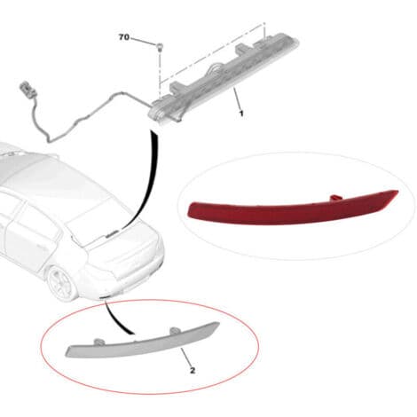 Venstre bakre støtfangerreflektorlys for Citroën C5 2010-2014 Ref 6340H3