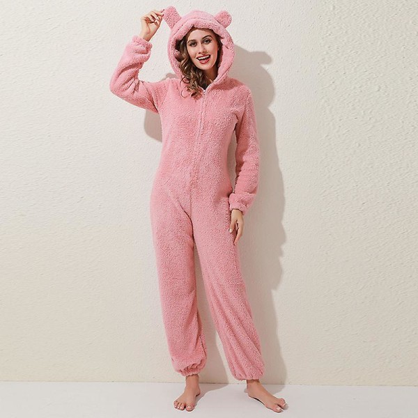 2023 höst och vinter gränsöverskridande sammet förtjockad jumpsuit huva pyjamas för kvinnor