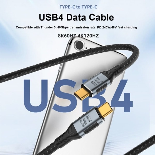 USB-C til Type C-kabel USB 4.0 Gen 3 1.8M 1.8m