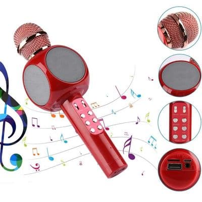Langaton Bluetooth-karaokemikrofoni lapsille, punainen - tallennus - TF-kortti - LED-valot