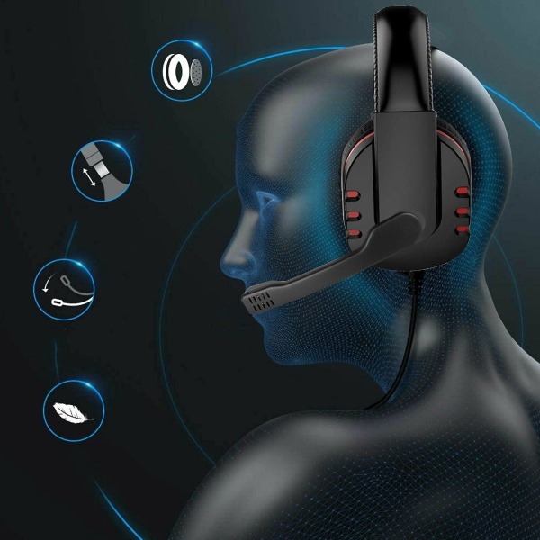Hörlurar Mobil datorspel Subwoofer Headset Hörlurar (svart röd)