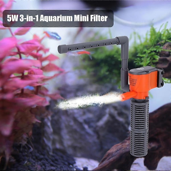 3W/5W 3-i-1 Mini Filter Akvarium Fiske Svamp Filter Oksygentilførsel Stille Luftpumpe Filter for Alle Små Fiskekummer