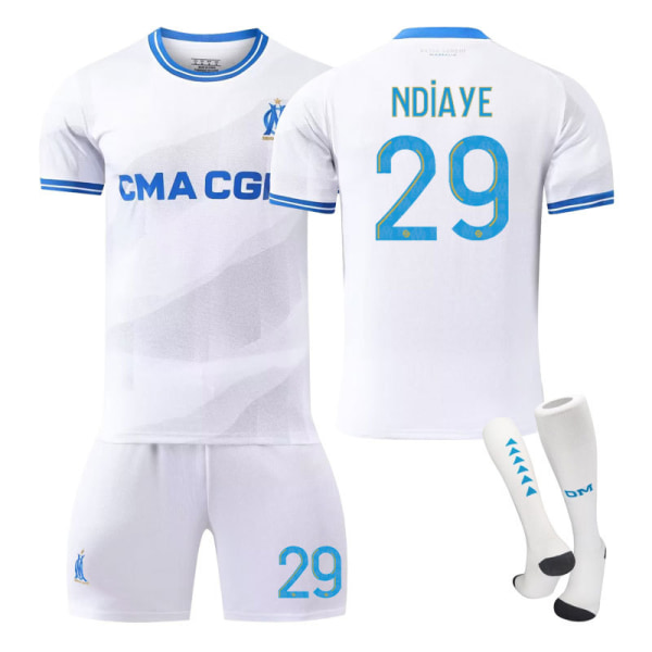 2324 Marseille hem vit träningsdräkt tröja sportuniform fotboll för män och damer NO.29 26