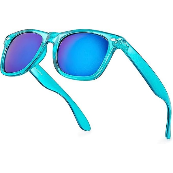 Genomskinlig ram Färgglada Neon 80-tals spegelsolglasögon för män och kvinnor
