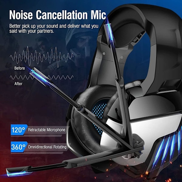Gaming headset mikrofon (sort og blå)