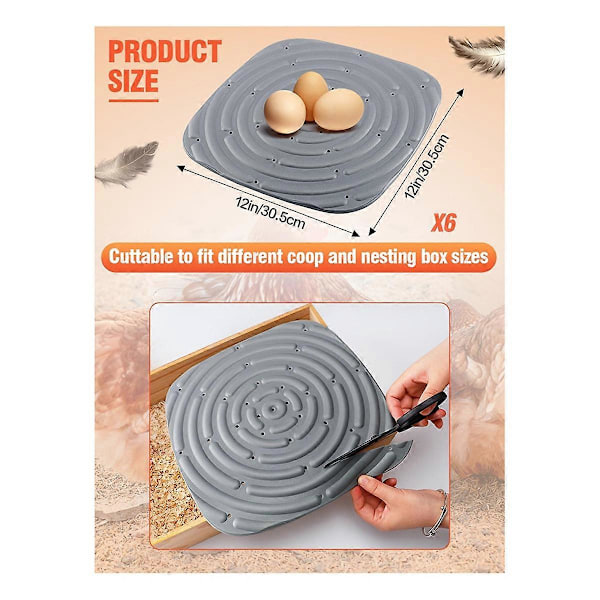 8 Pakk Vaskbare Hønseredematter for Egglegging, Redekasseinnlegg for Hønsehus Gjenbrukbare C