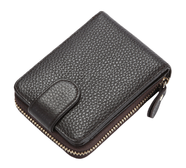 New Cowhide Leather Card Wallet Coffee