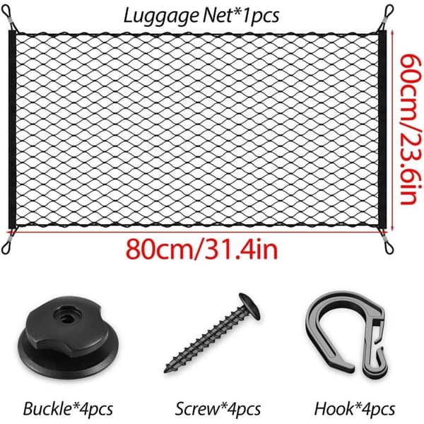 Bagagerumsnet 60 x 80 cm. Bil- og autocamperopbevaring. Elastisk net