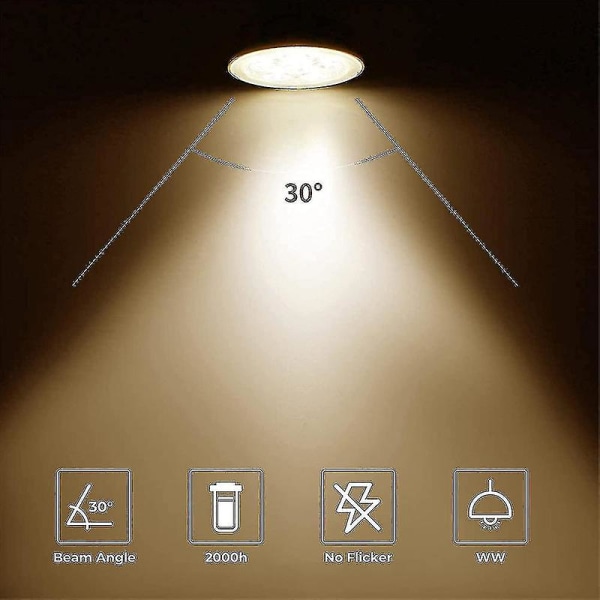 Pakke med 8 halogenpærer Gu5.3 Mr16 35w 12v dæmpbar - Varm hvid 2800k, 400 lumen, glasdæksel -xx