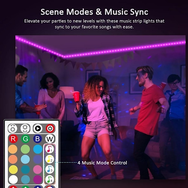 RGB 5m LED-list RGB5050 Music Sync LED-remsa multic