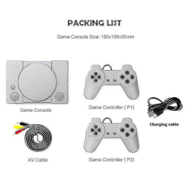 Klassinen 8-bittinen Ps1 Mini Pelikonsoli Kaksi pelaajan taistelupelikonsoli Sisäänrakennettu 620 peliä